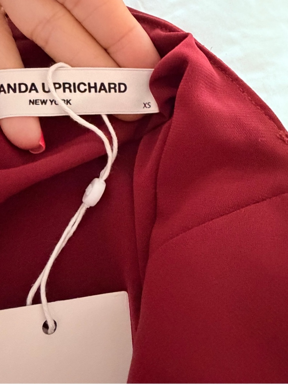 Amanda Uprichard Size XS Berry Pink V Neck Pleated Shoulder blouse oversized NWT - Picture 9 of 9